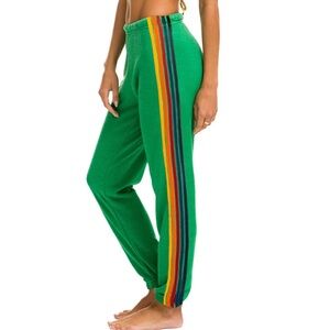 ⭐️Aviator Nation green pants rainbow stripe large⭐️